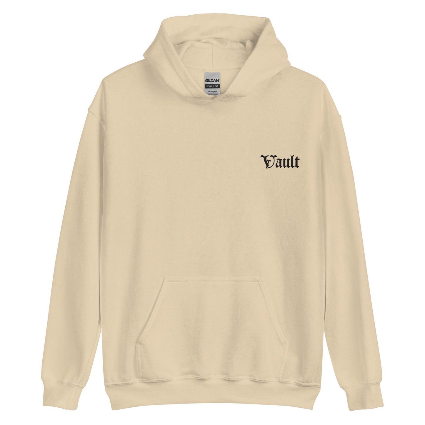 Vault Old - E Embroidered Hoodie - Black Logo - Vault Board Shop Vault