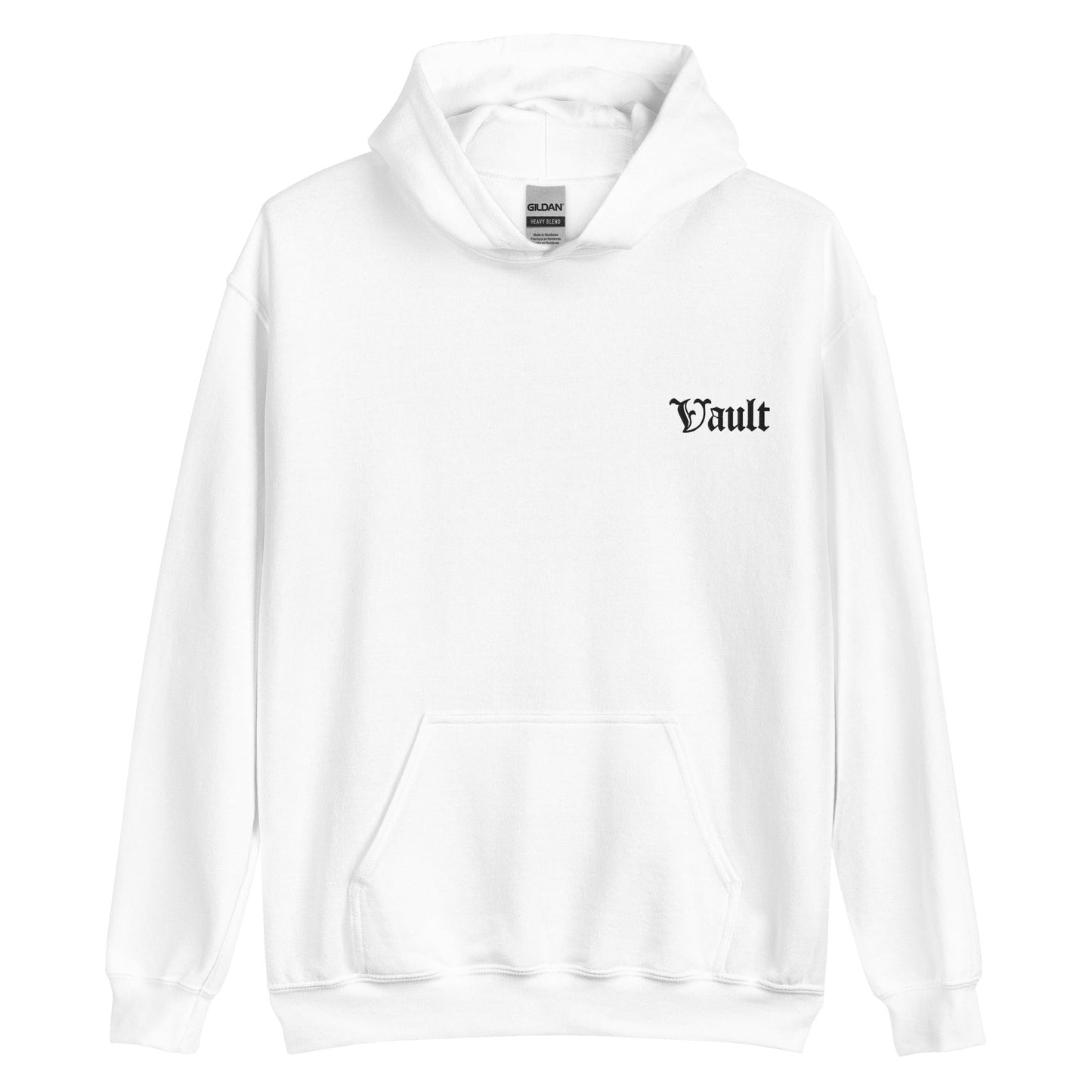 Vault Old - E Embroidered Hoodie - Black Logo - Vault Board Shop Vault