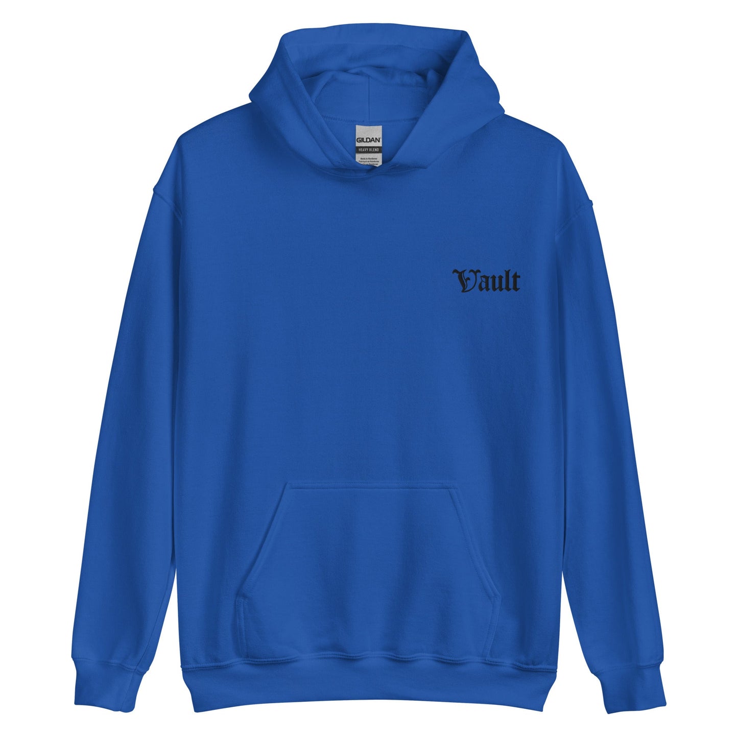 Vault Old - E Embroidered Hoodie - Black Logo - Vault Board Shop Vault