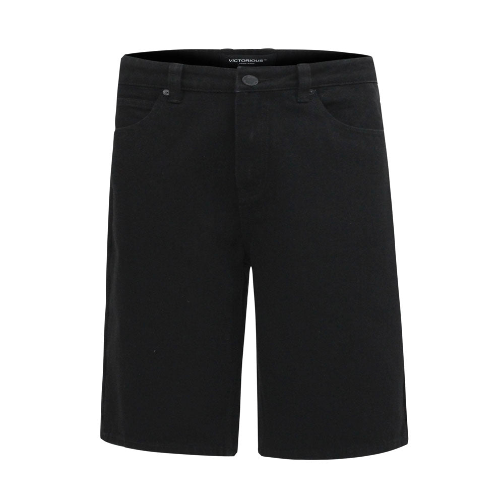 Victorious Baggy Fit Carpenter Denim Shorts - Jet Black - Vault Board Shop Victorious