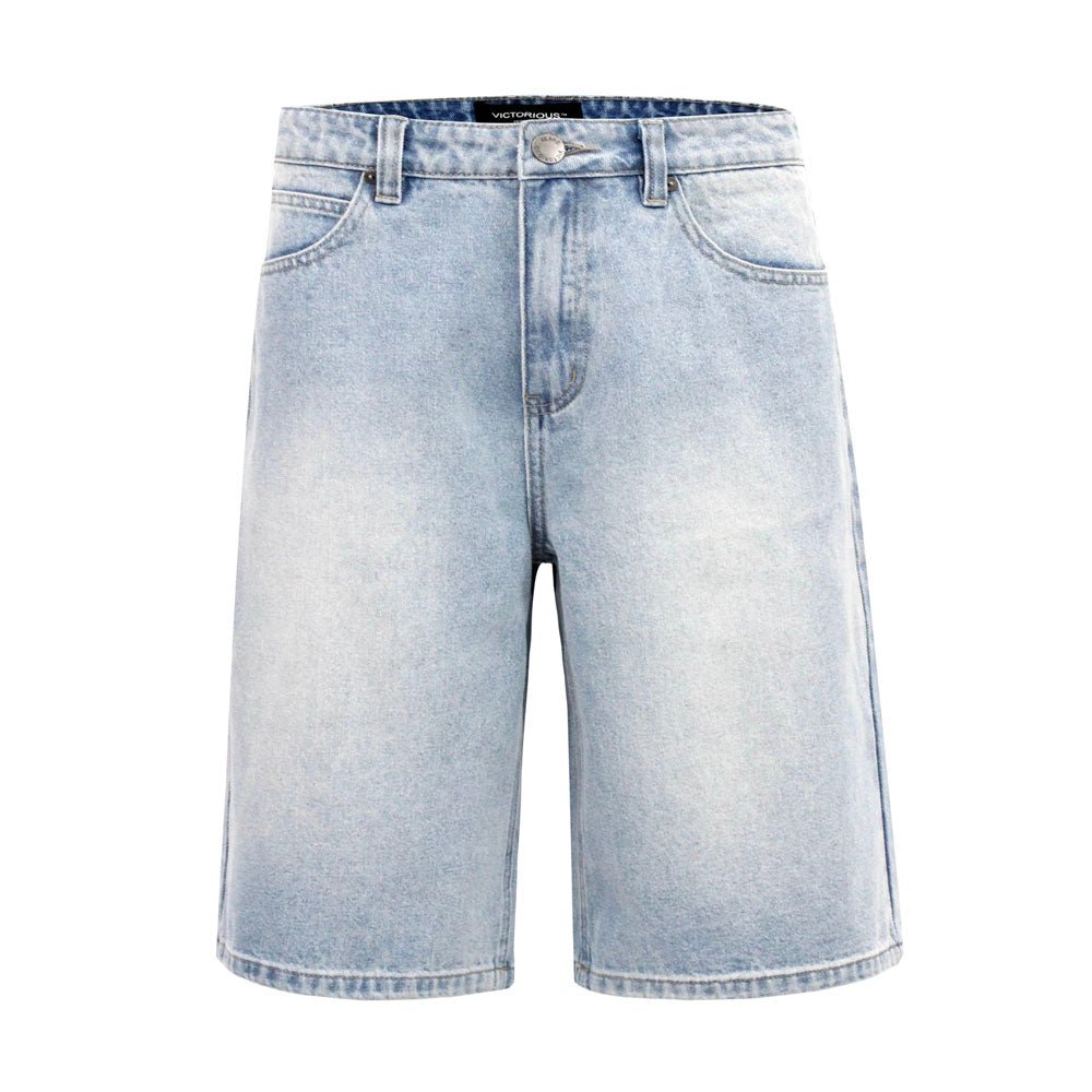 Victorious Baggy Fit Carpenter Denim Shorts - Light Indigo - Vault Board Shop Victorious