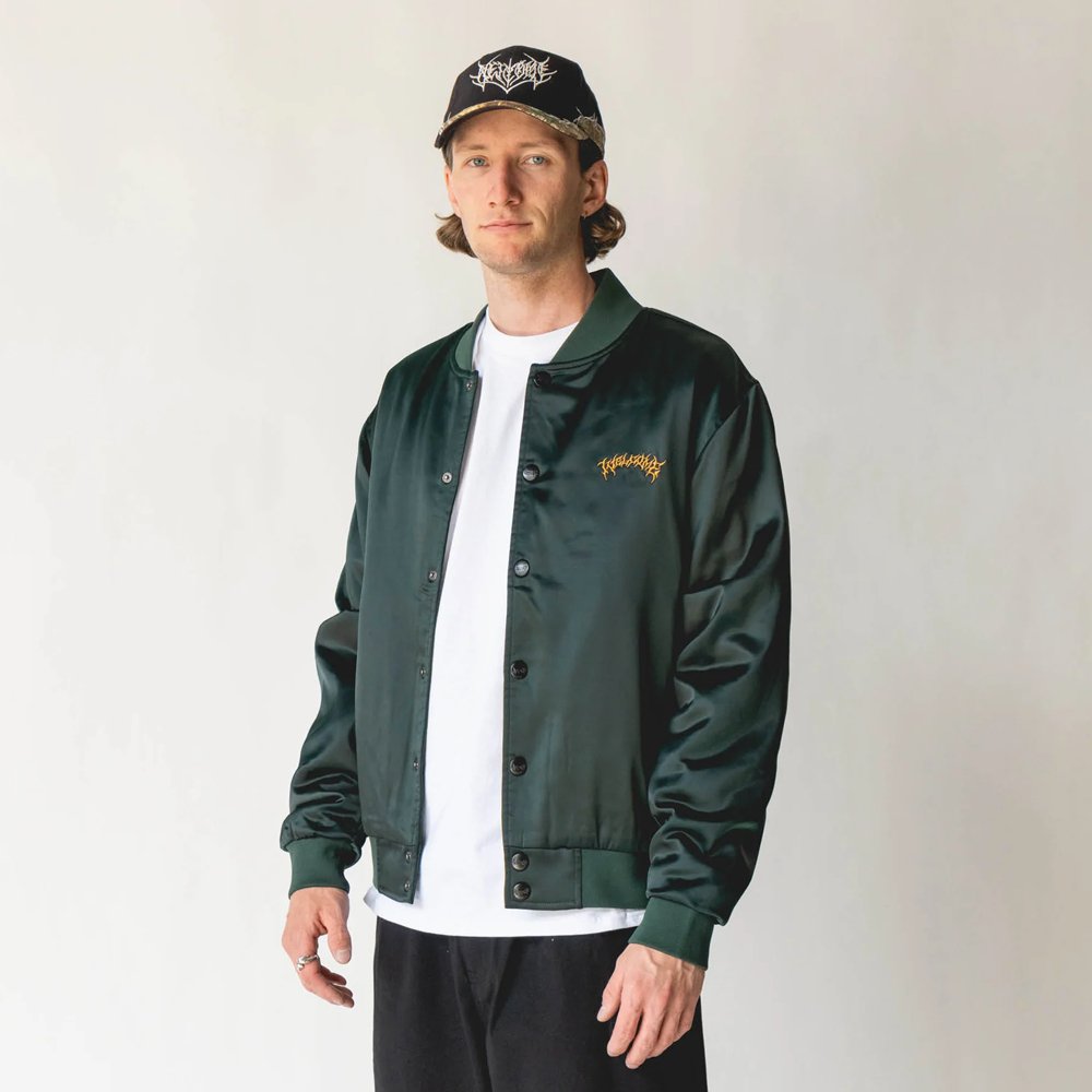 Welcome Venom Satin Bomber Jacket - Pine - Vault Board Shop Welcome