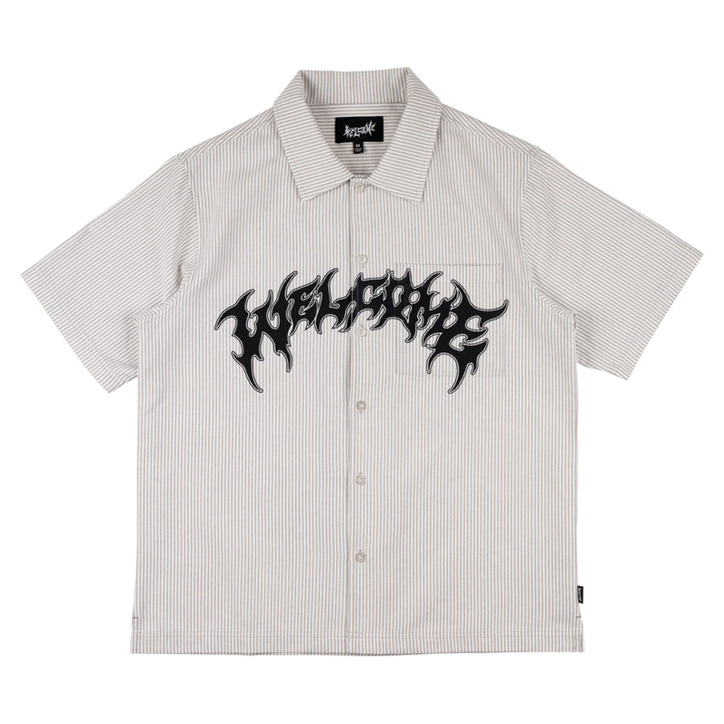 Welcome Barb Printed Oxford Shirt - White