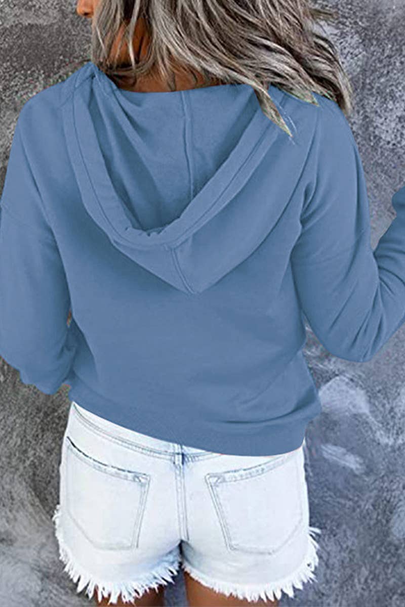 Women's Button Neck Kangaroo Pocket Pullover Hoodie - Apricot - Vault Board Shop Lily Clothing