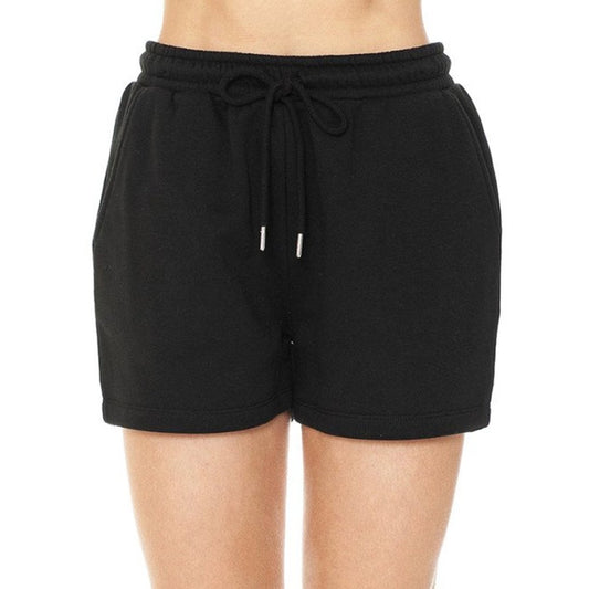 Women's Fleece Drawstring Shorts Black - Vault Board Shop Vault