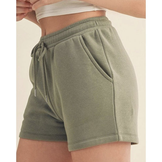 Women's Fleece Drawstring Shorts Military Green - Vault Board Shop Vault