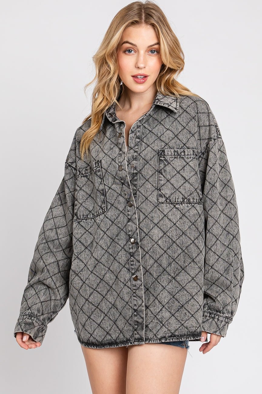 Women's Oversized Washed Denim Jacket - Vault Board Shop Vault Board Shop