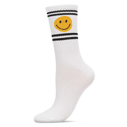 Smiley Crew Socks - White