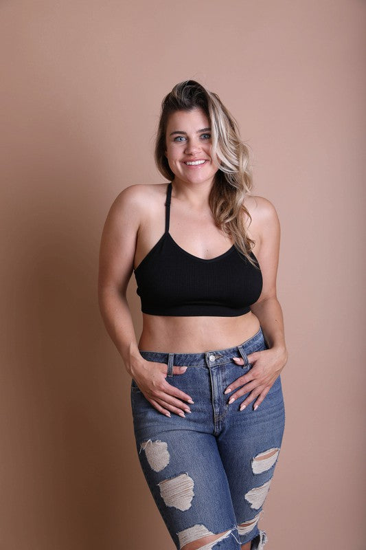 Women's Plus Size Tattoo Mesh Racerback Bralette - Multiple Colors