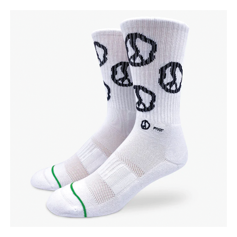 Pyvot Dizzy Peace Socks - White/ Black
