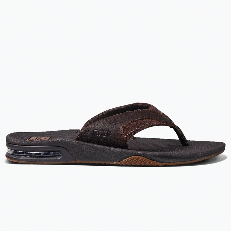 Reef Leather Fanning Men's Sandals - Dark Brown