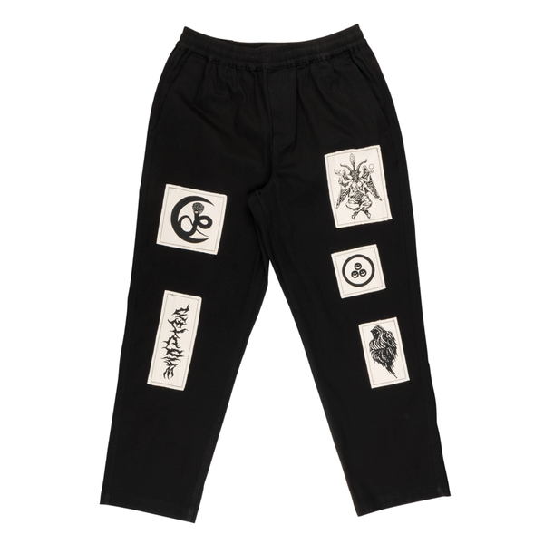 Welcome Volume Elastic Pants with Patches - Black