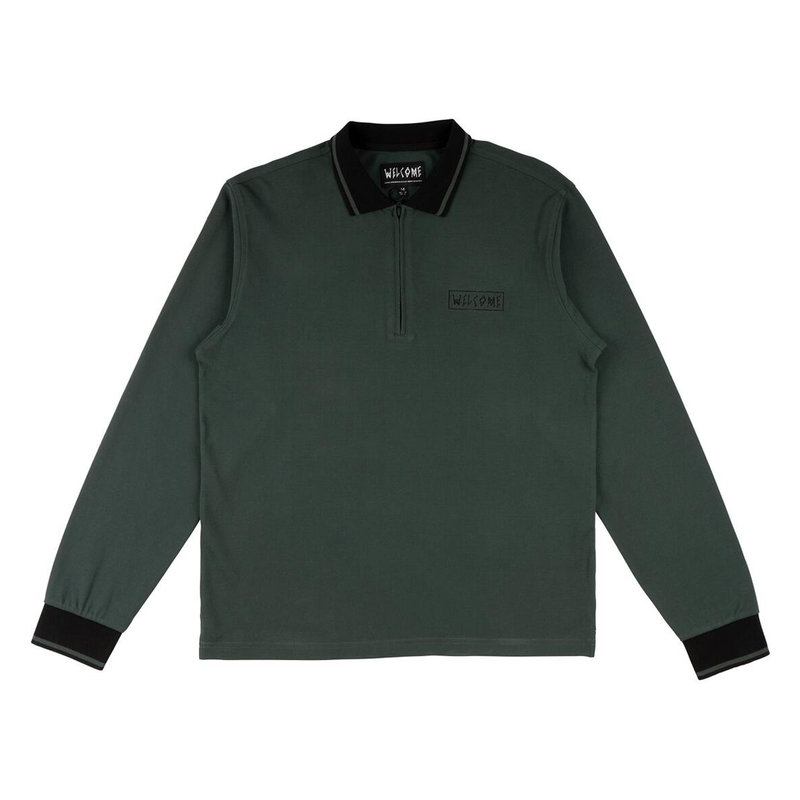 Welcome Parliament Long Sleeve Zip Polo - Spruce